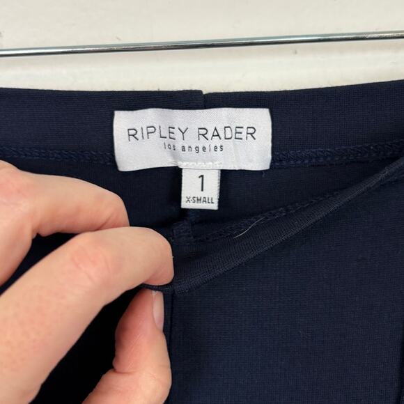Ripley Rader Navy Ponte Knit Wide Leg Cropped High Waisted Stretchy Pants 1 XS - Picture 4 of 6